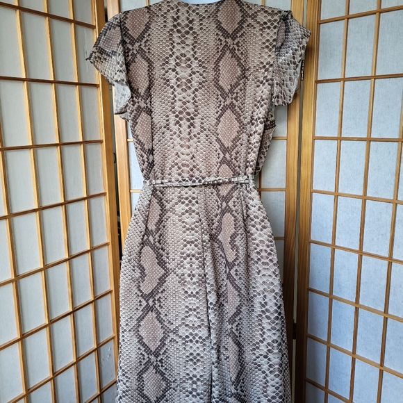 NWT WOMENS SWEET PEA NY& Co SNAKE PRINT RUFFLE WRAP ASSIMETRICAL DRESS SMALL - Picture 3 of 9